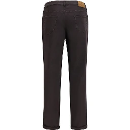 Brown Cotton Cropped Jeans