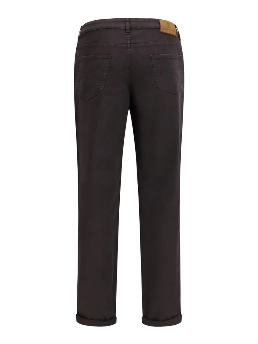 Brown Cotton Cropped Jeans