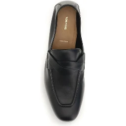 Black Calf Leather Bos Taurus Slip-On Loafers