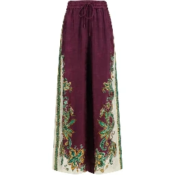 Purple Viscose Casual Pants