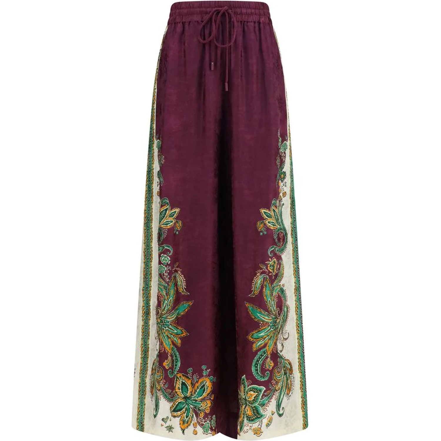 Purple Viscose Casual Pants