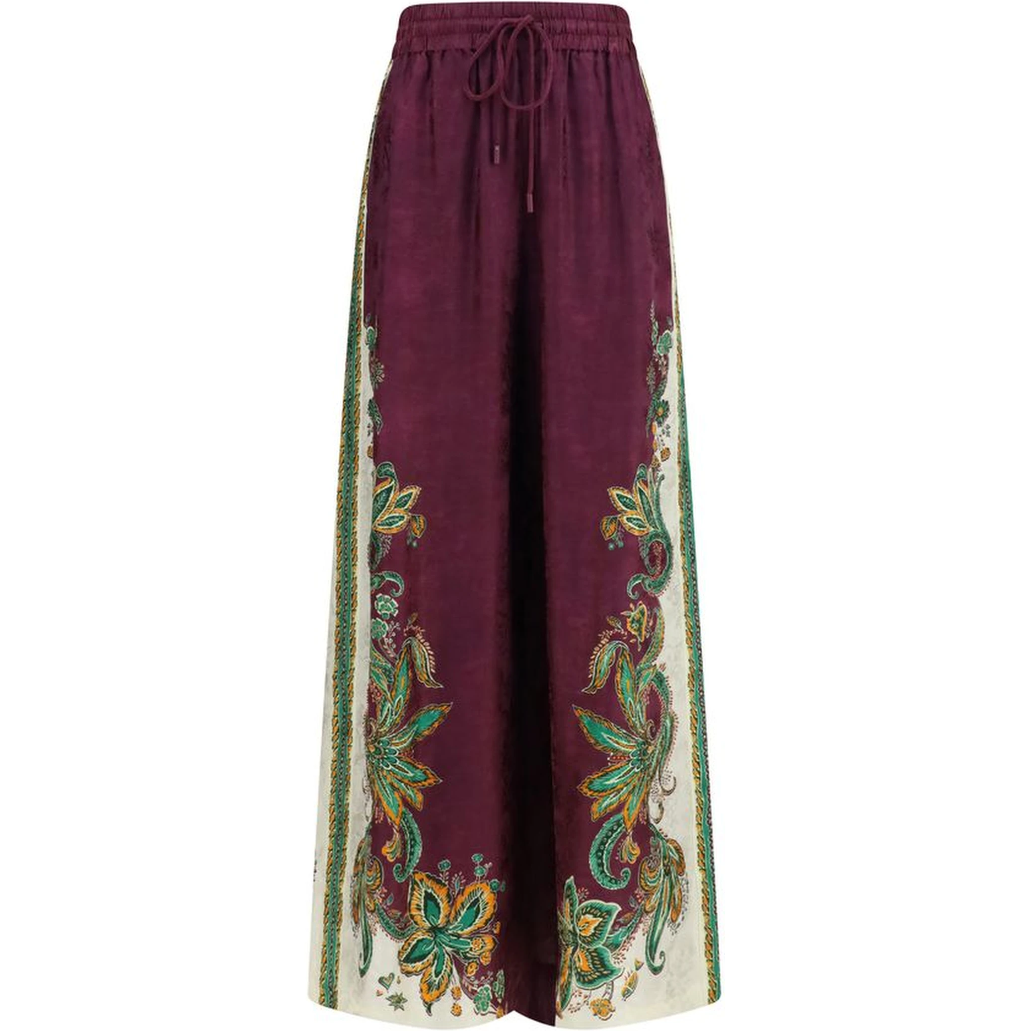 Purple Viscose Casual Pants