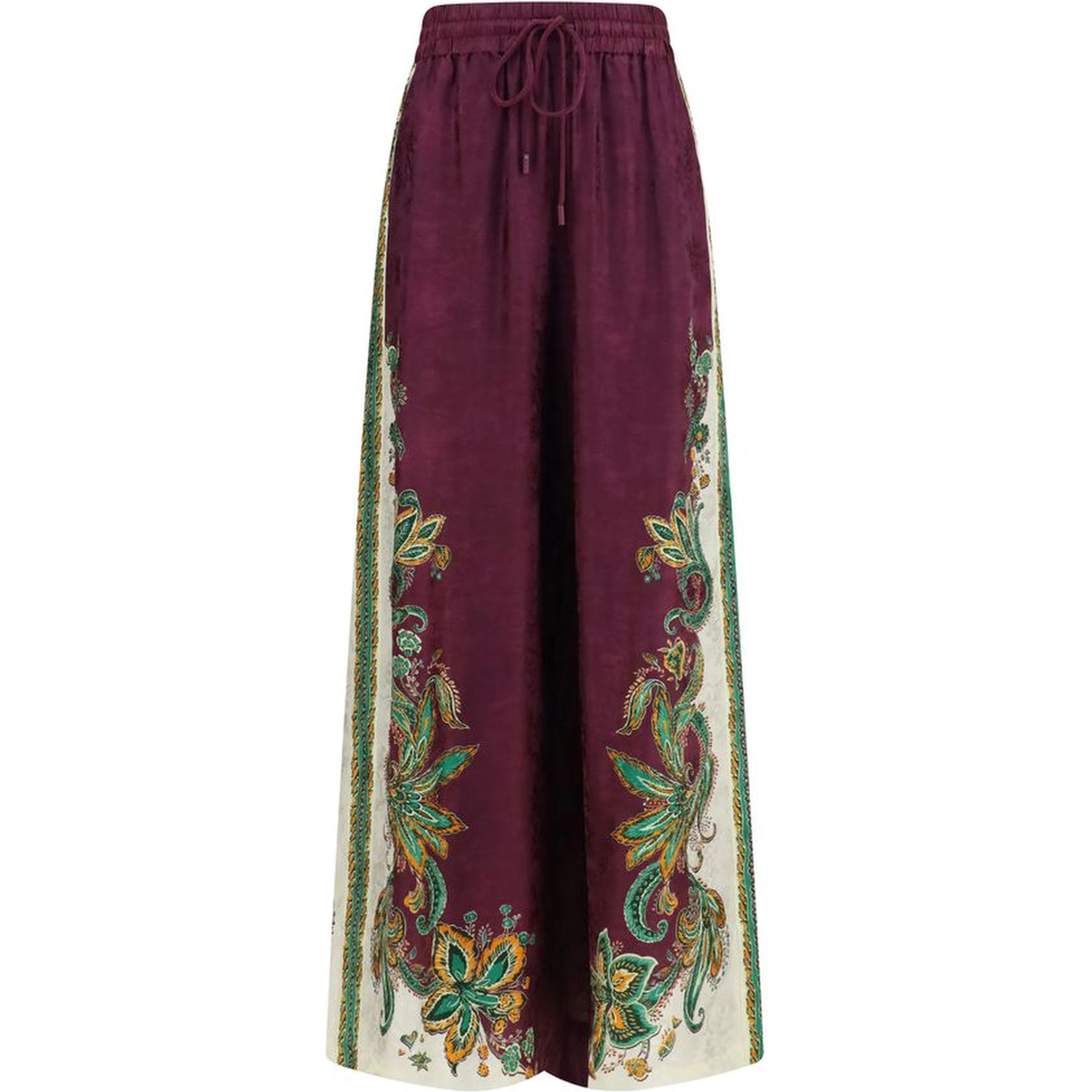 Purple Viscose Casual Pants