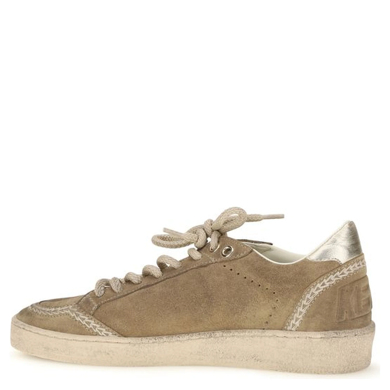 Beige Calf Leather Bos Taurus Athletic Sneakers