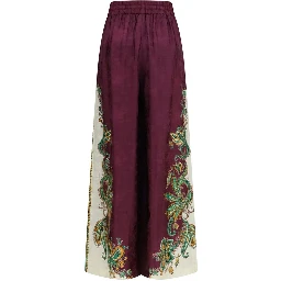 Purple Viscose Casual Pants
