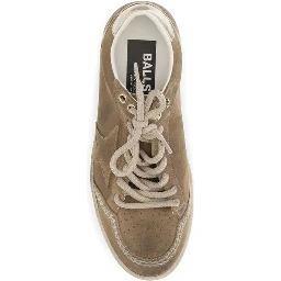 Beige Calf Leather Bos Taurus Athletic Sneakers