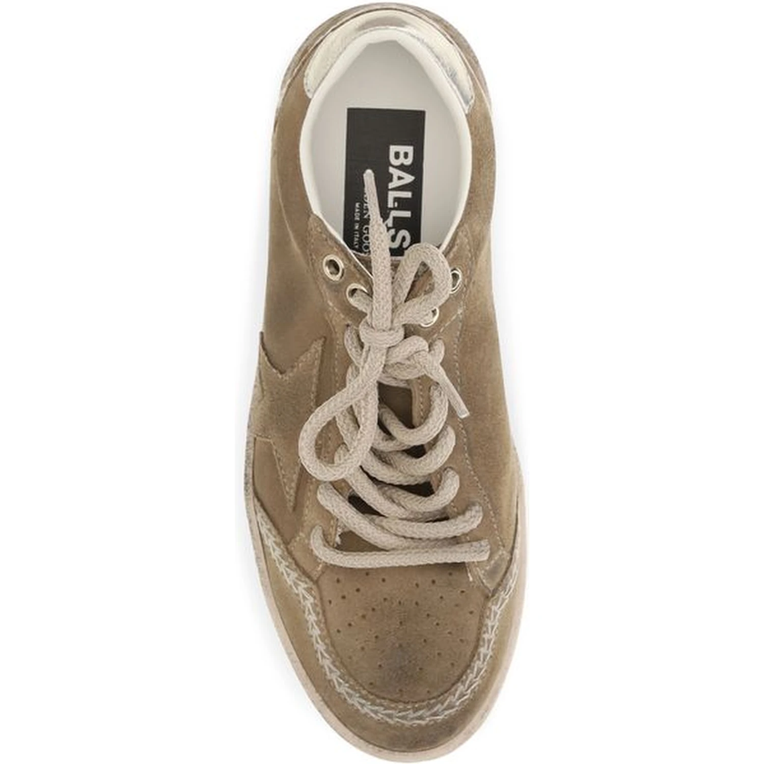 Beige Calf Leather Bos Taurus Athletic Sneakers