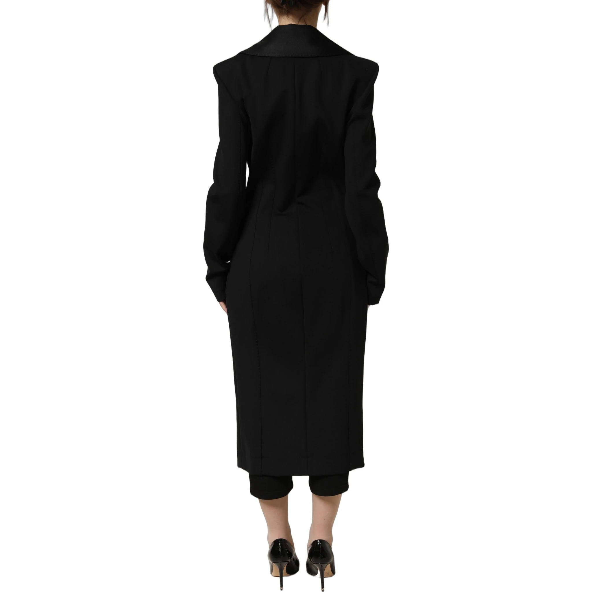 Black Nylon Double Breasted Coat Jacket