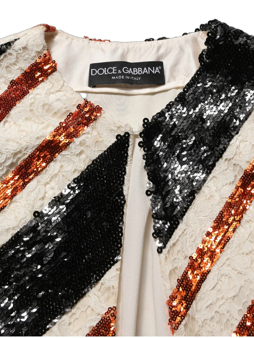 Multicolor Stripe Sequin Duster Coat Jacket