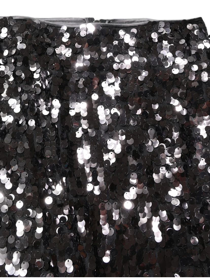 Brown Sequinned Embellished PencilCut Skirt