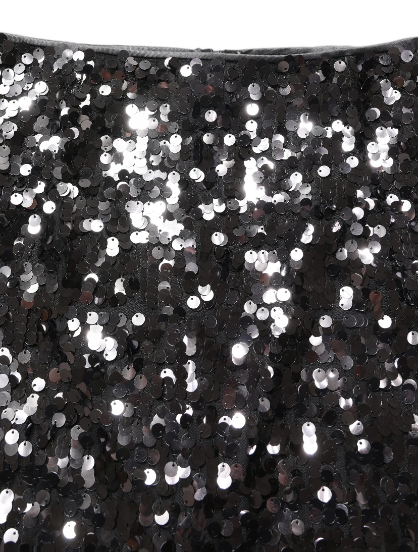 Brown Sequinned Embellished Pencil Cut Skirt