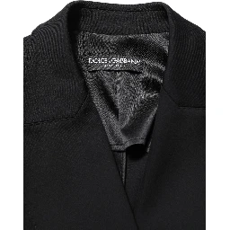 Black Double Breasted Crepe Blazer Jacket