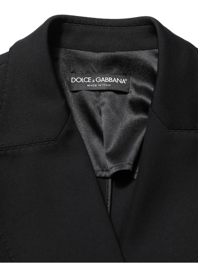 Black Double Breasted Crepe Blazer Jacket