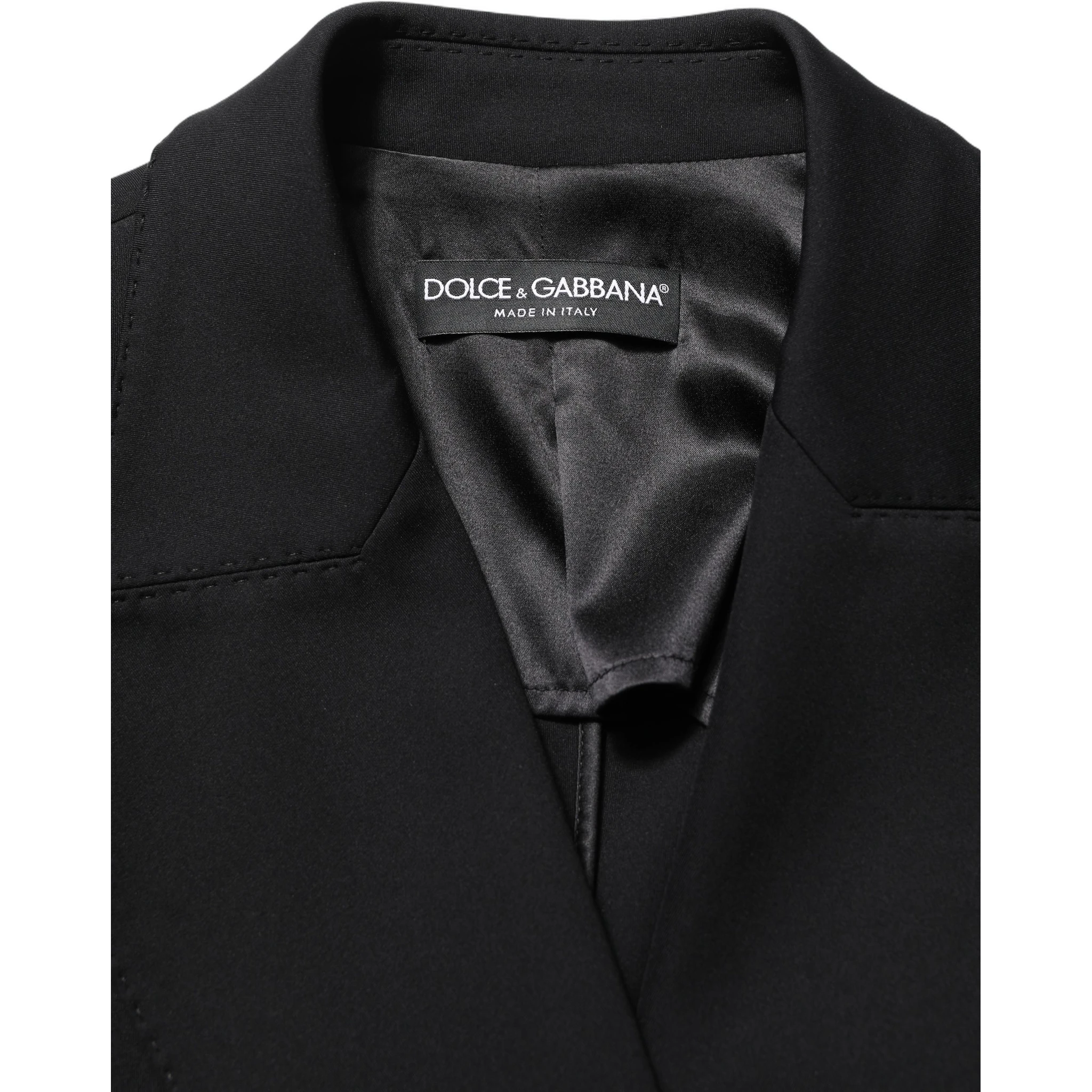 Black Double Breasted Crepe Blazer Jacket