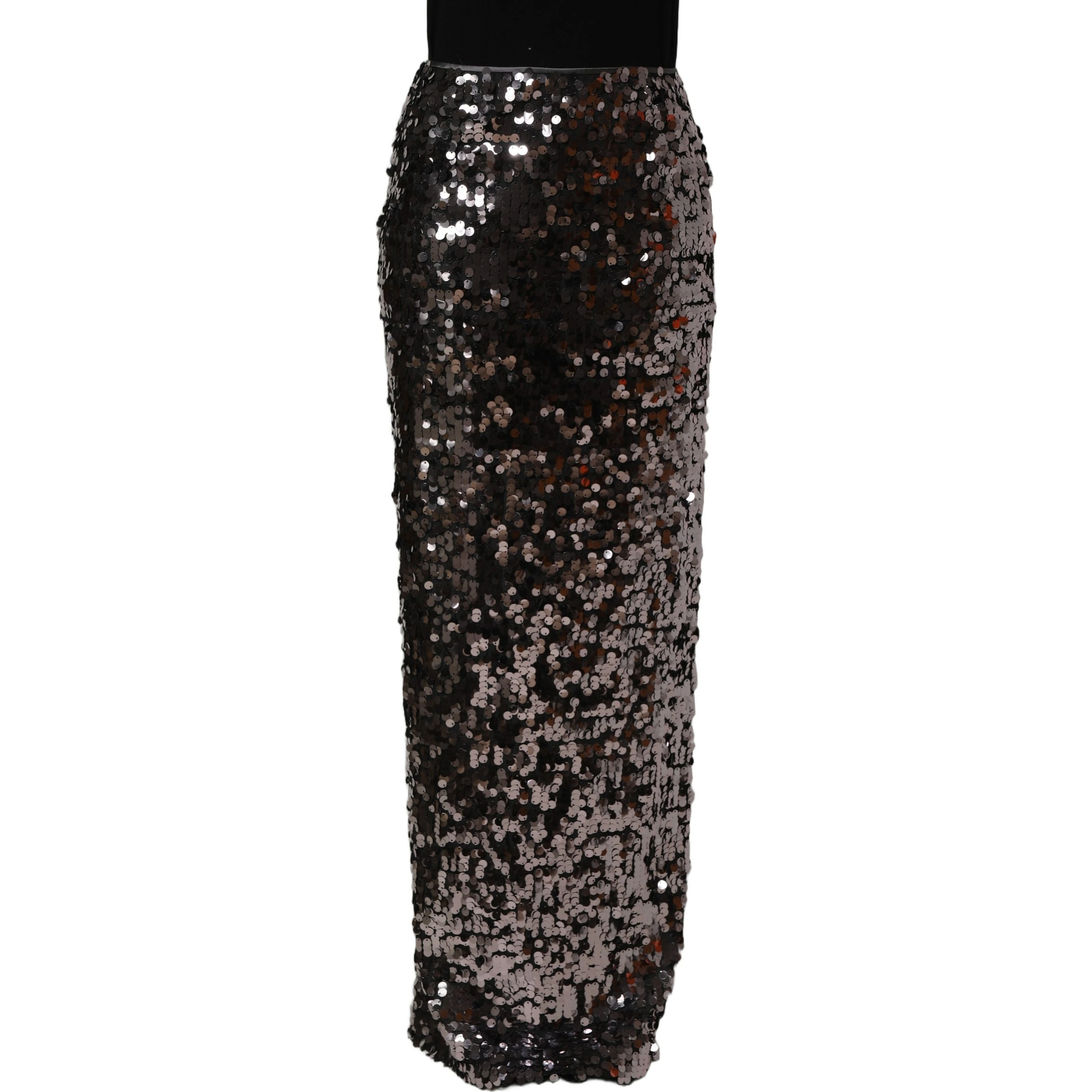 Brown Sequinned Embellished PencilCut Skirt