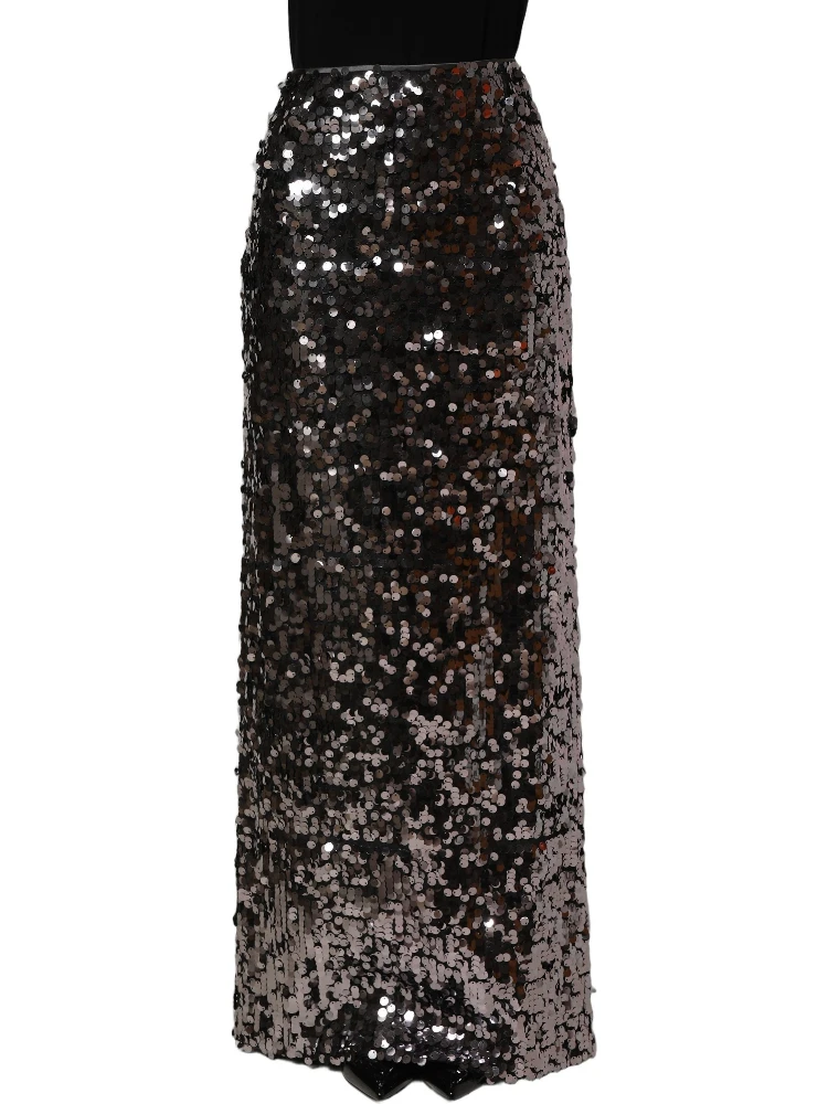 Brown Sequinned Embellished Pencil Cut Skirt alternative