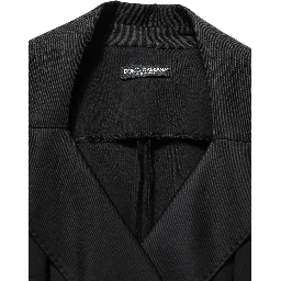 Black Nylon Double Breasted Coat Jacket