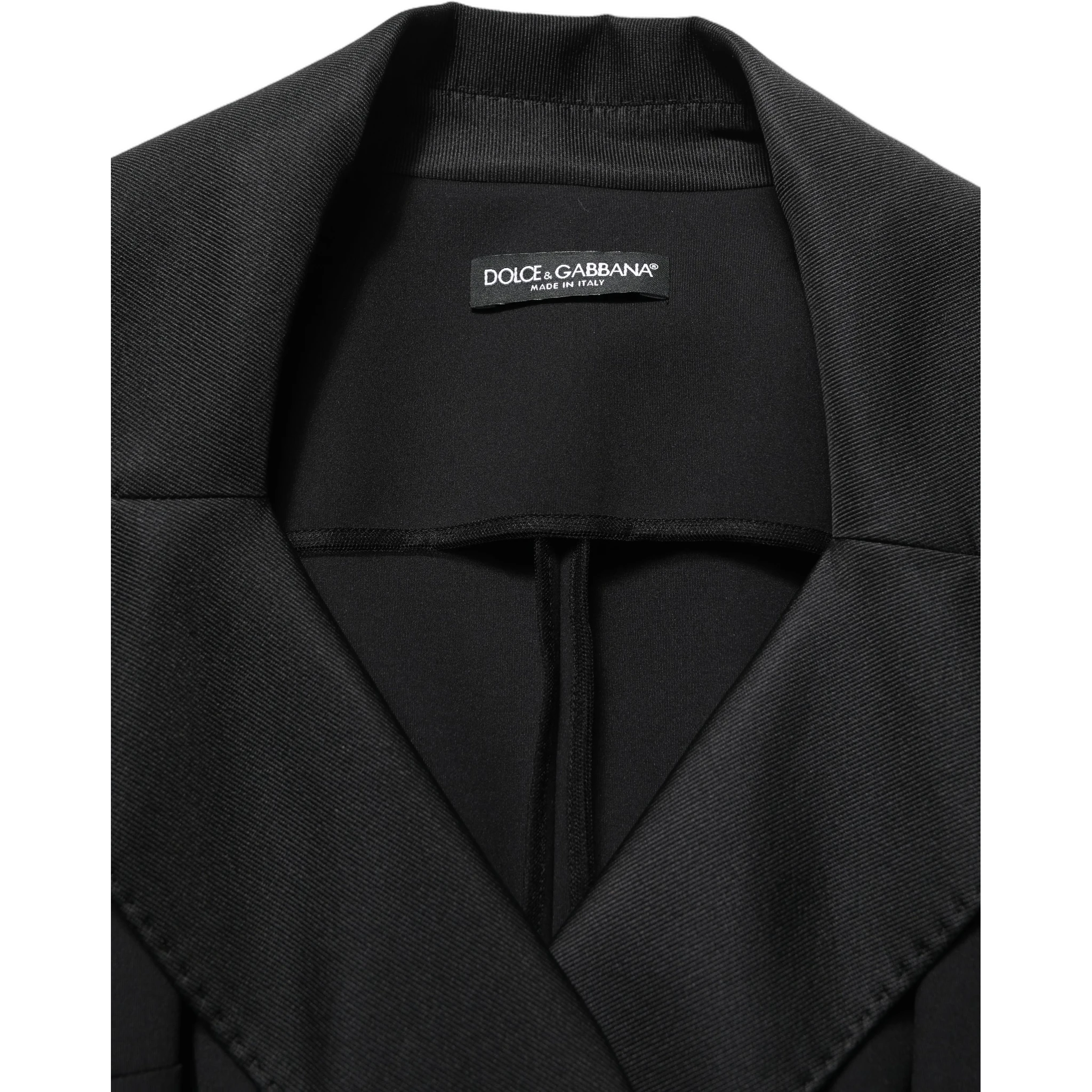 Black Nylon Double Breasted Coat Jacket