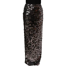 Brown Sequinned Embellished PencilCut Skirt