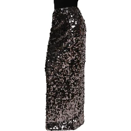Brown Sequinned Embellished PencilCut Skirt