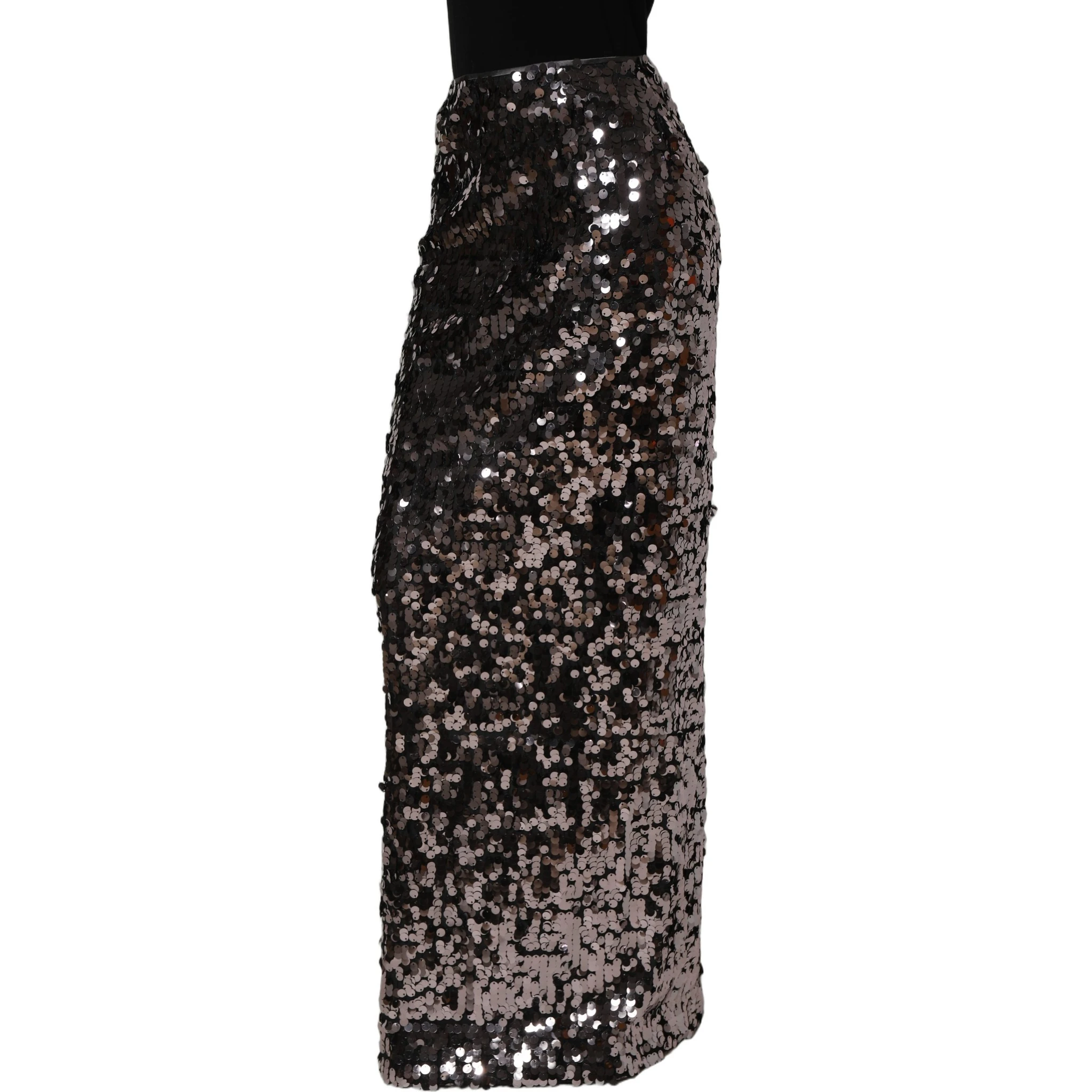 Brown Sequinned Embellished PencilCut Skirt