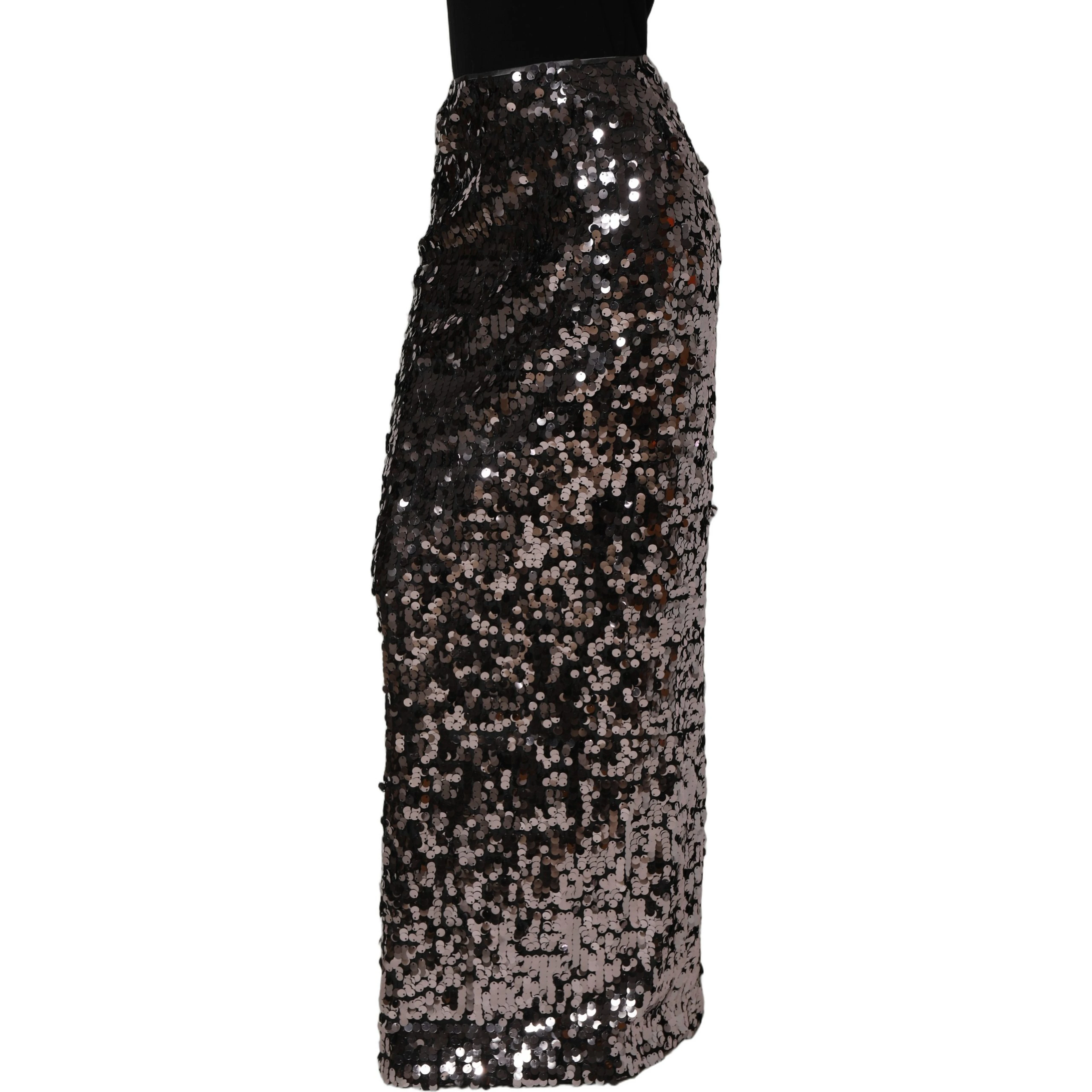 Brown Sequinned Embellished PencilCut Skirt