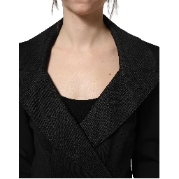 Black Nylon Double Breasted Coat Jacket
