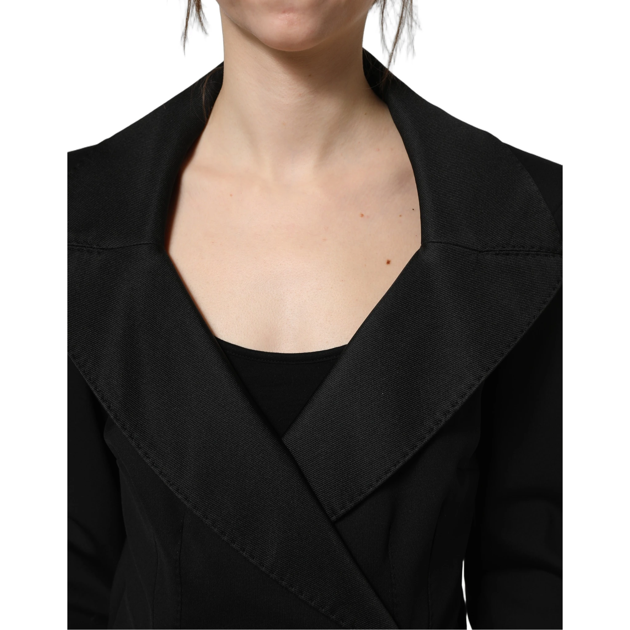 Black Nylon Double Breasted Coat Jacket