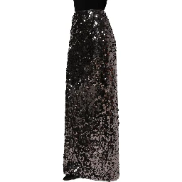 Brown Sequinned Embellished Pencil Cut Skirt