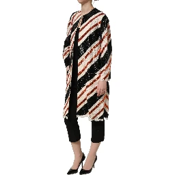 Multicolor Stripe Sequin Duster Coat Jacket
