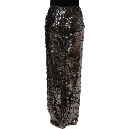 Brown Sequinned Embellished PencilCut Skirt