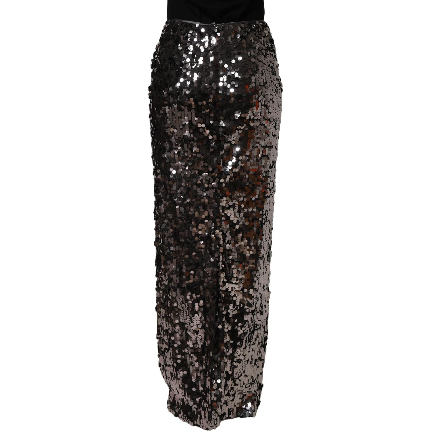 Brown Sequinned Embellished PencilCut Skirt
