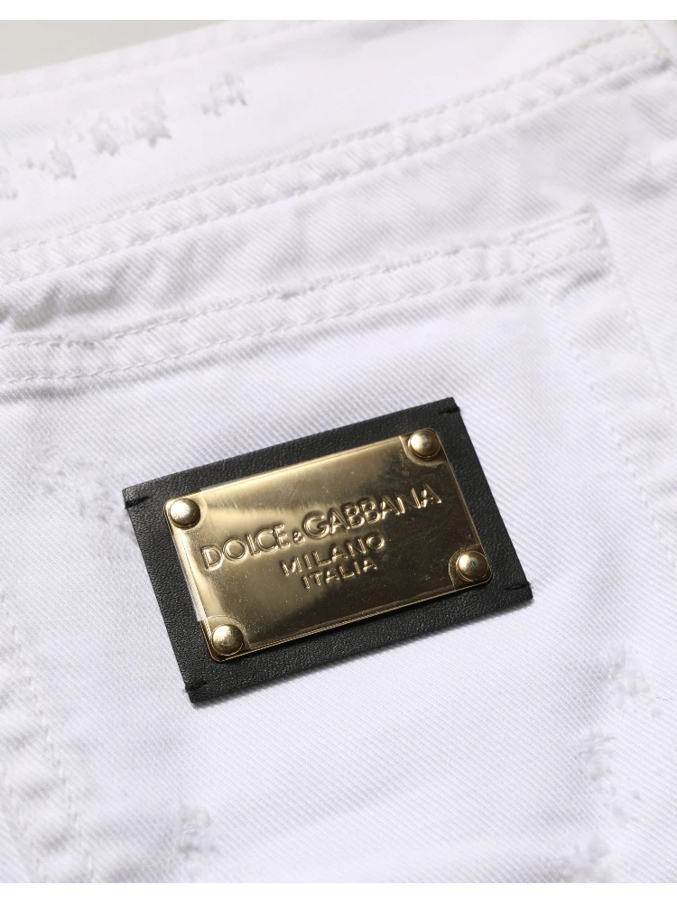 White Distressed Cotton Denim Mini Skirt alternative