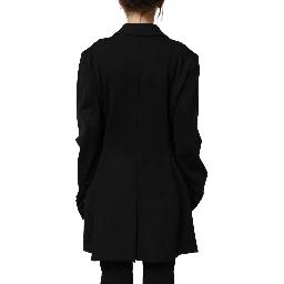 Black Double Breasted Crepe Blazer Jacket