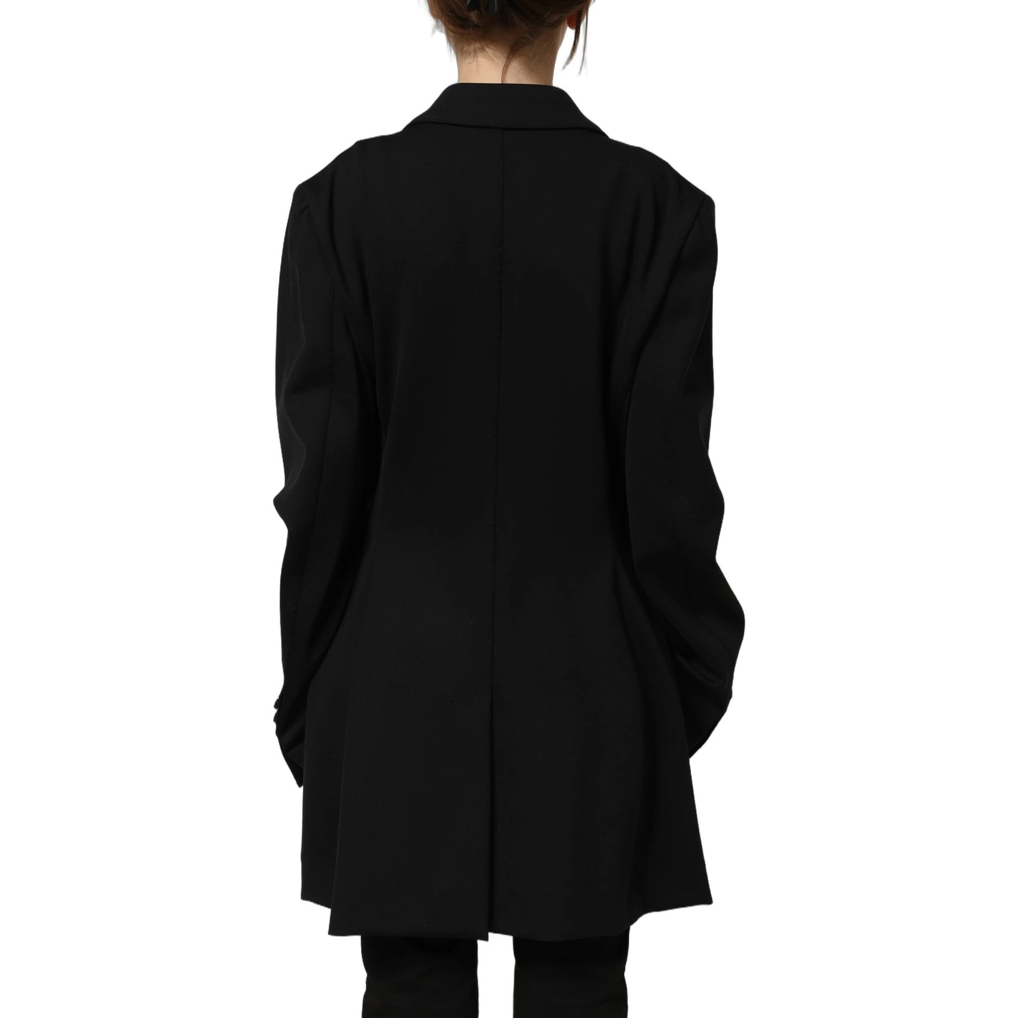 Black Double Breasted Crepe Blazer Jacket