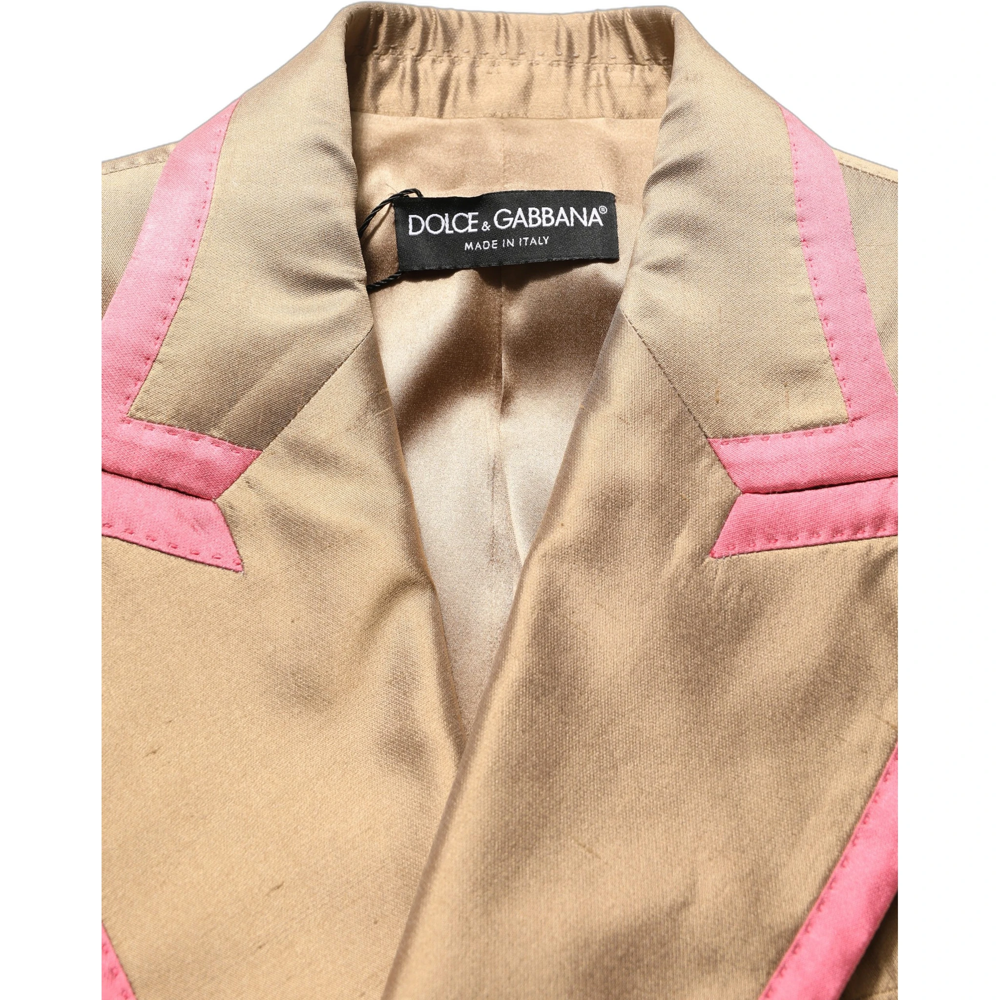 Gold Silk Double Breasted Coat Blazer Jacket