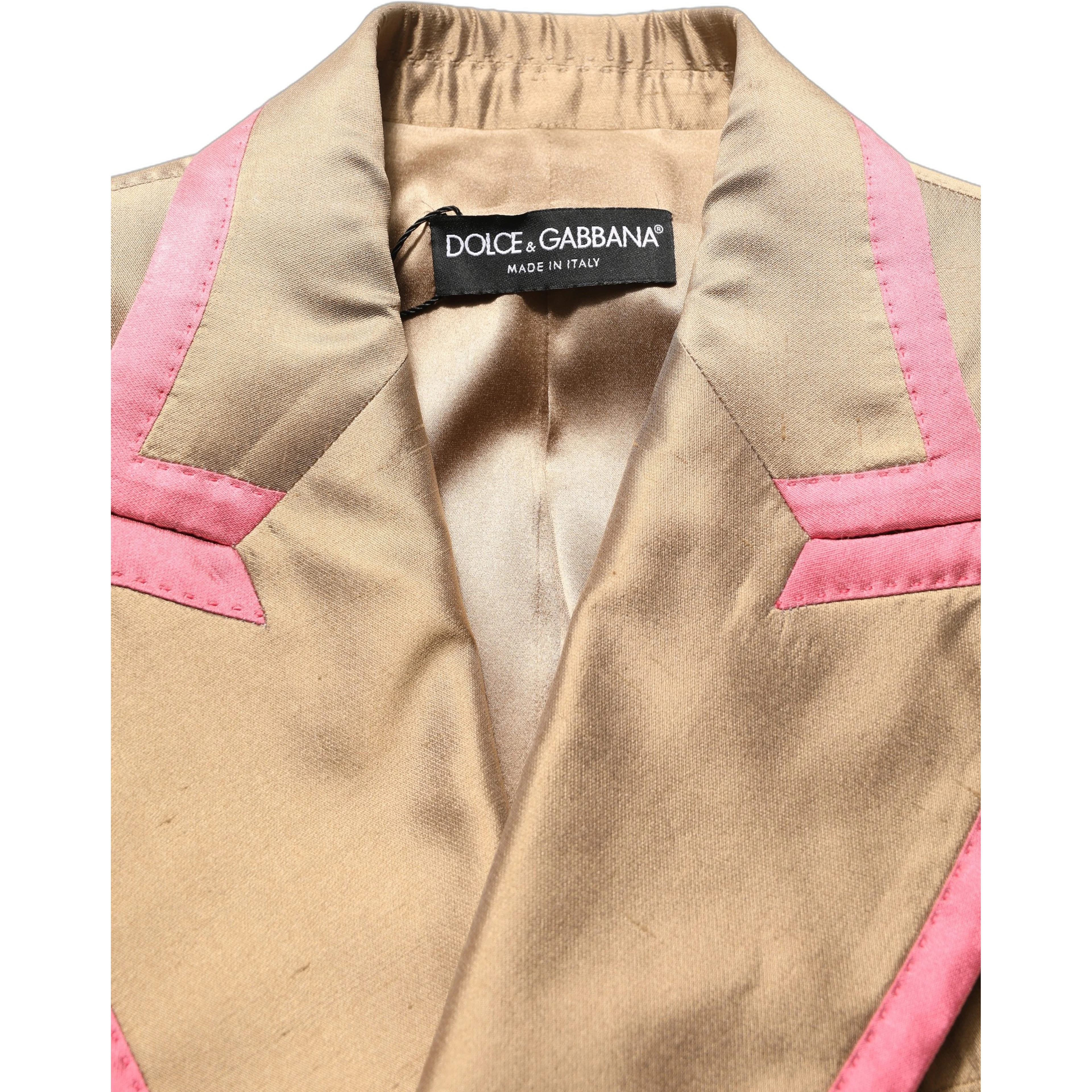Gold Silk Double Breasted Coat Blazer Jacket