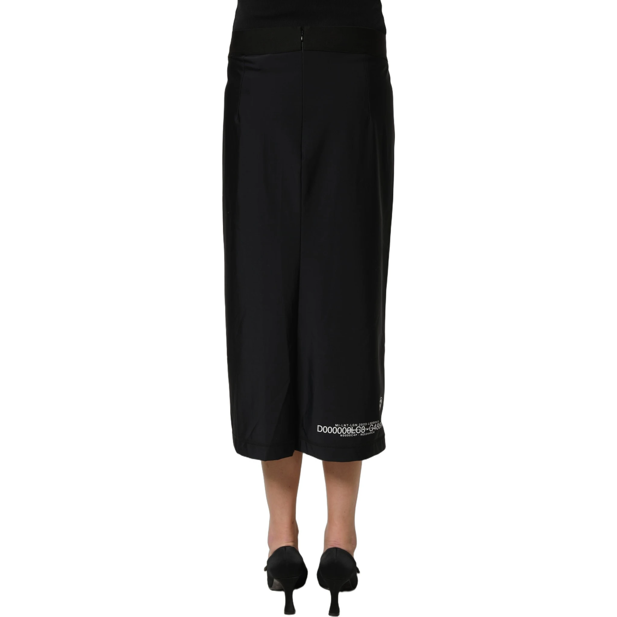 Black DGVIB3 Stretch Jersey Midi Pencil Cut Skirt