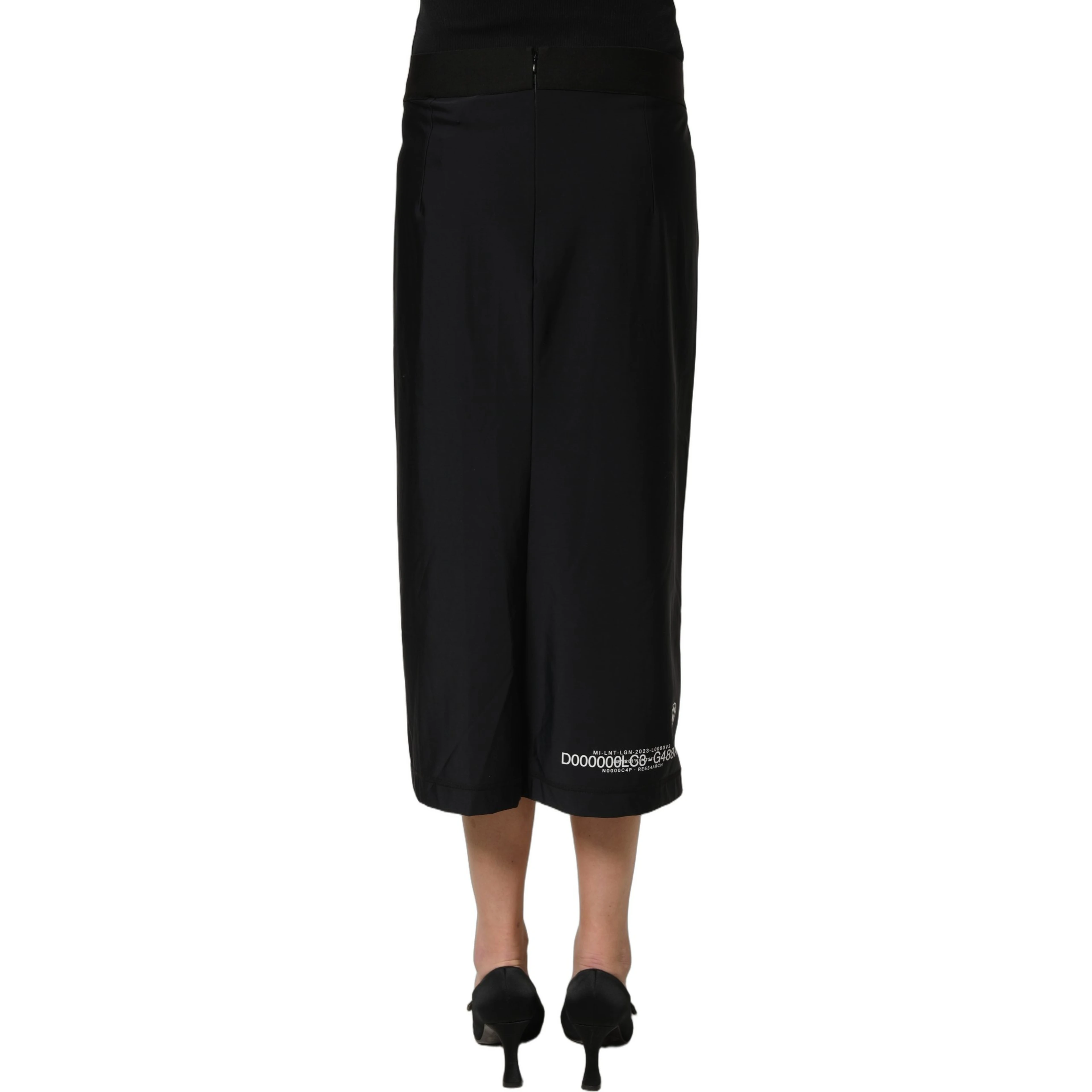 Black DGVIB3 Stretch Jersey Midi Pencil Cut Skirt