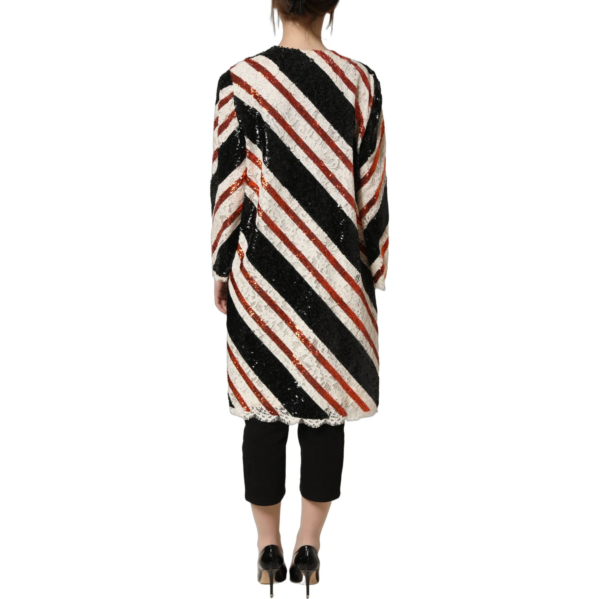 Multicolor Stripe Sequin Duster Coat Jacket