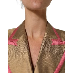 Gold Silk Double Breasted Coat Blazer Jacket