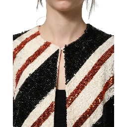 Multicolor Stripe Sequin Duster Coat Jacket