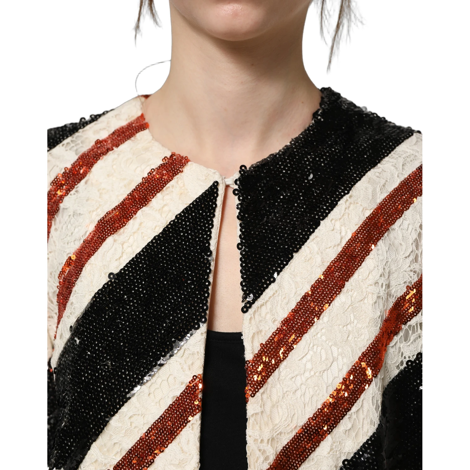 Multicolor Stripe Sequin Duster Coat Jacket