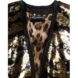Black Gold Sequin Tiger Stripe Blazer Jacket