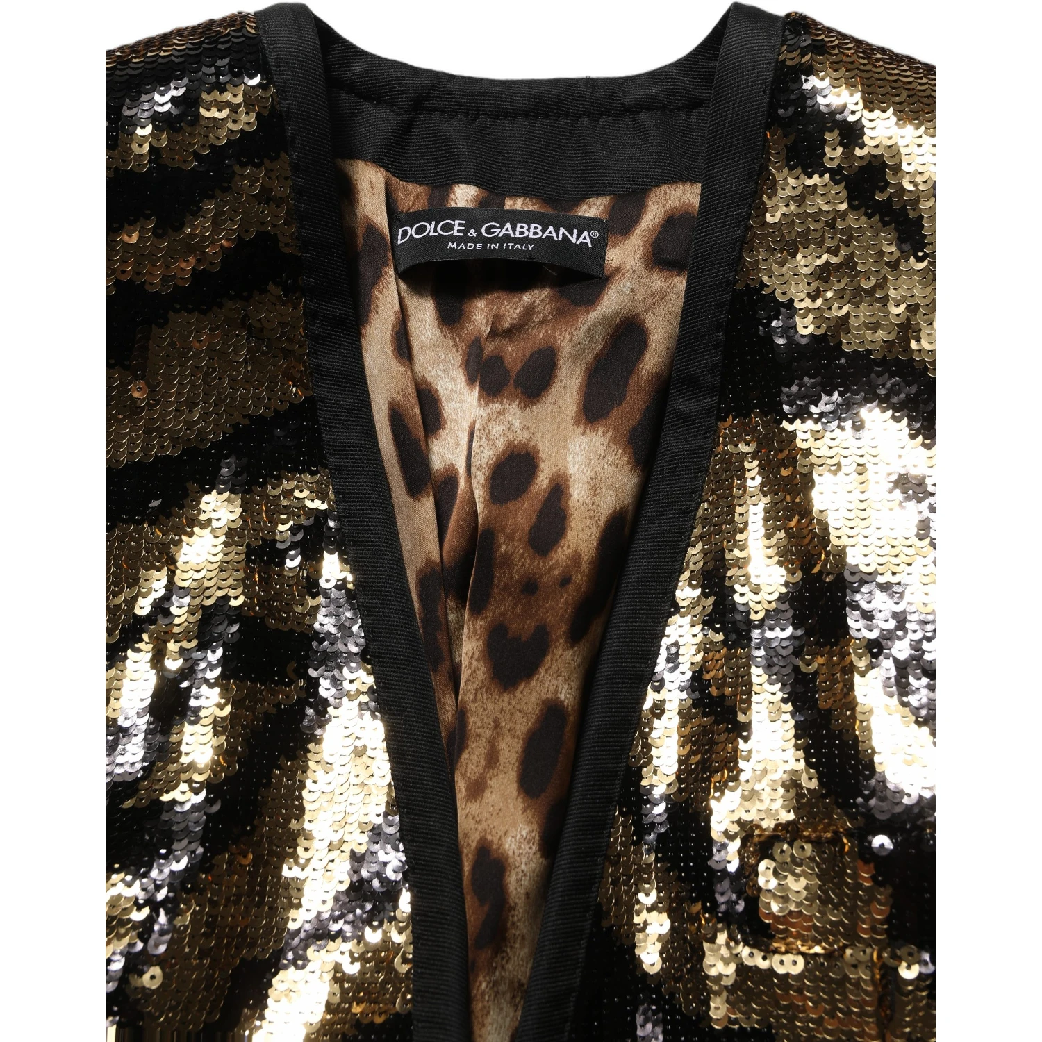 Black Gold Sequin Tiger Stripe Blazer Jacket
