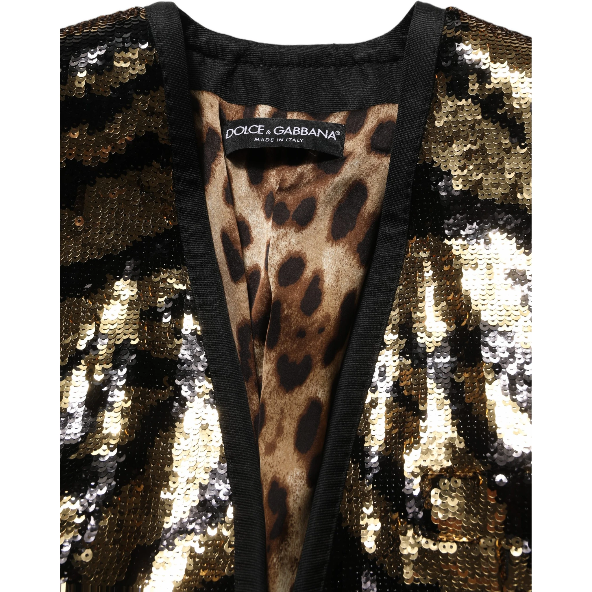 Black Gold Sequin Tiger Stripe Blazer Jacket