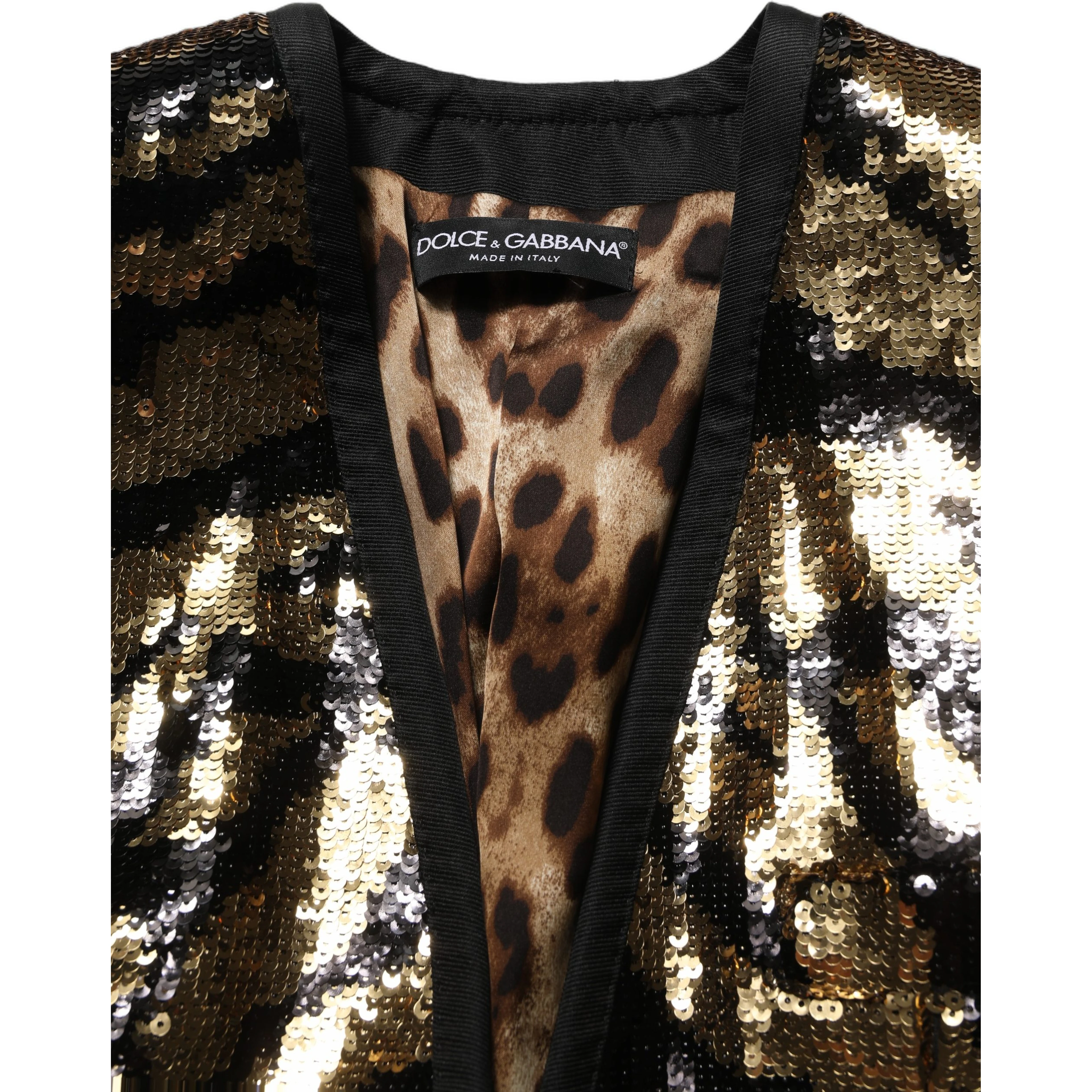 Black Gold Sequin Tiger Stripe Blazer Jacket