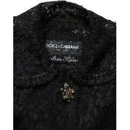 Black Embellished Guipure Lace Coat Jacket