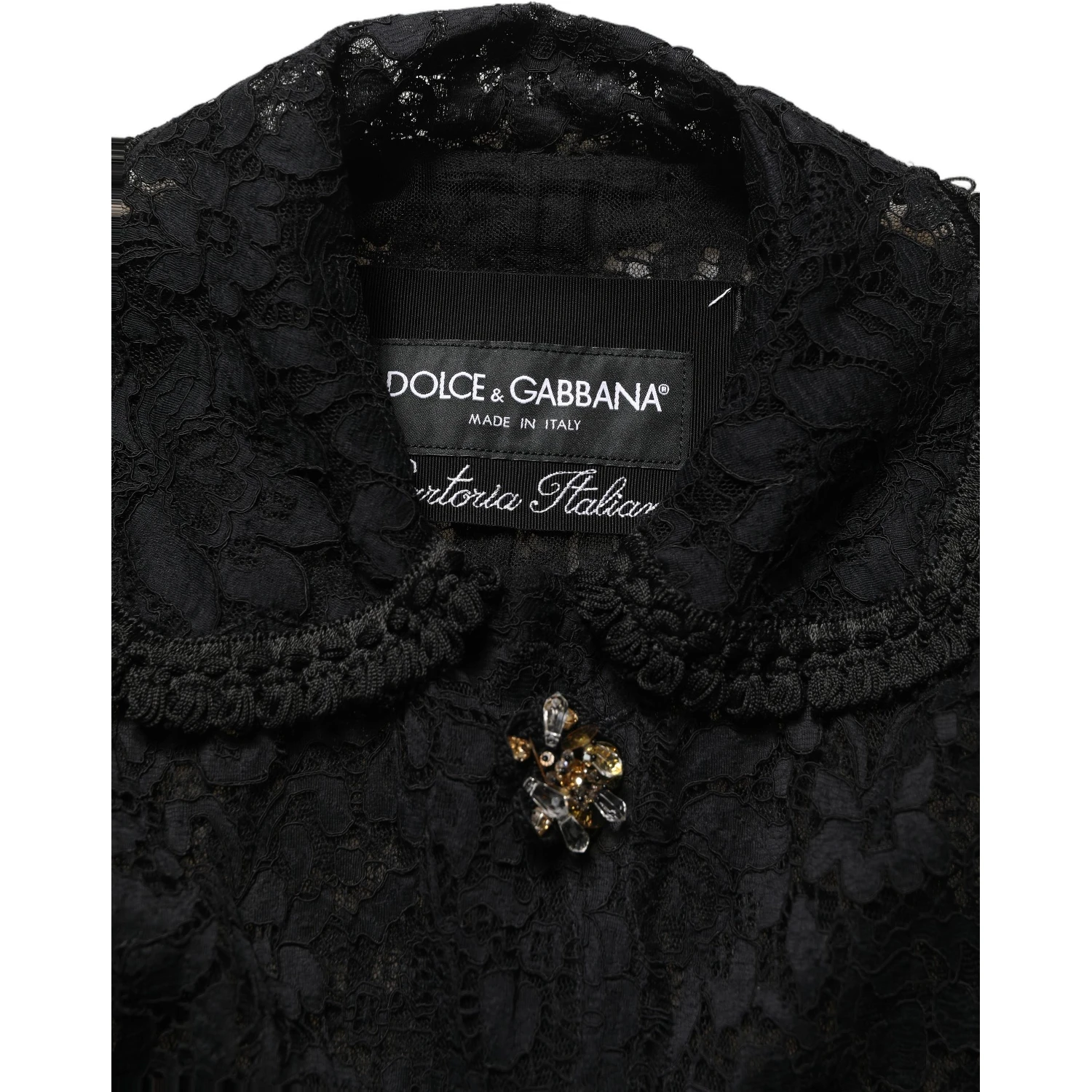 Black Embellished Guipure Lace Coat Jacket