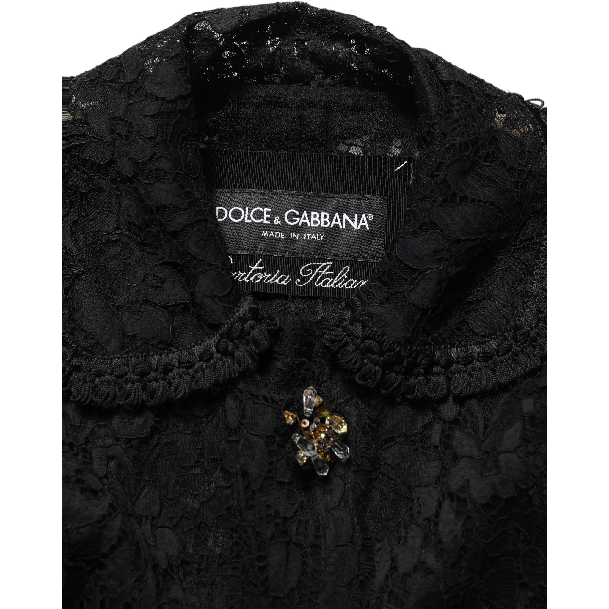 Black Embellished Guipure Lace Coat Jacket